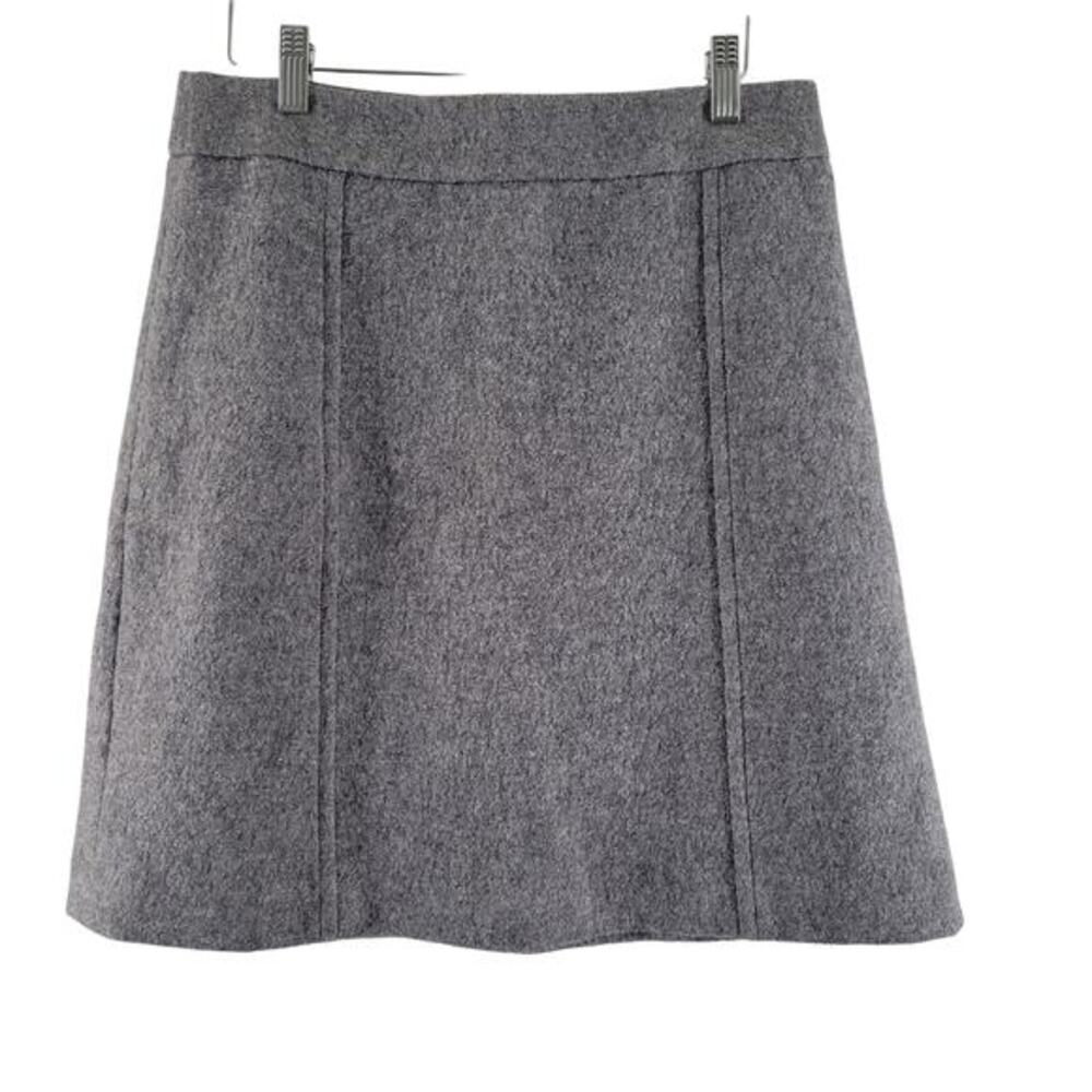 Ann Taylor A-Line Skirt Womens 6 Grey Wool Blend Textured Seam Detail Office